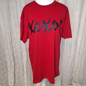 Cotton Heritage XOXO Heart Red & Black Short Sleeve Graphic Tee L 100% Cotton